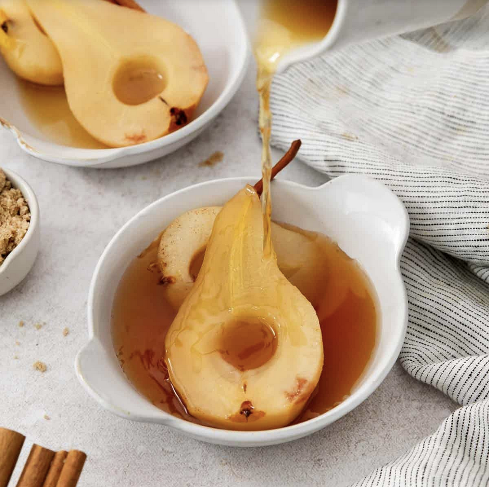 Poached Pears (Apple Cider)